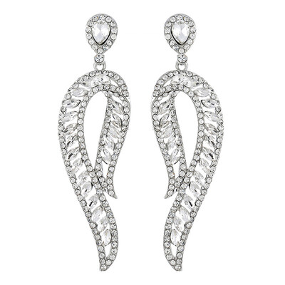 

Fashion Women Cubic Zirconia Inlaid Wing Drop Dangle Earrings Party Jewelry