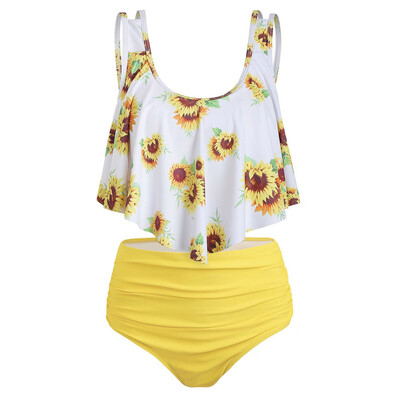 

Roseonmyhand Women Two Pieces Bathing Suits Top Ruffled With High Waisted Bottom Bikini Set