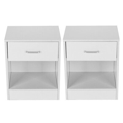 

Set of 2 Nightstand End Tables Pair Bedroom Table Home Furniture with Drawer White