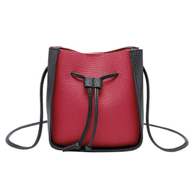 

Hit Color Shoulder Small Handbags Women Drawstring Crossbody Leather Bags