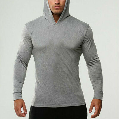 

Men Gym Thin Hoodie Long Sleeve Hoodies Sweatshirt Casual T-Shirt Fitness Tops