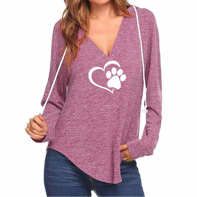 

Nomeni Womens Ladies Hooded Printing V Neck Long Sleeve Casual Shirt Blouse DGL