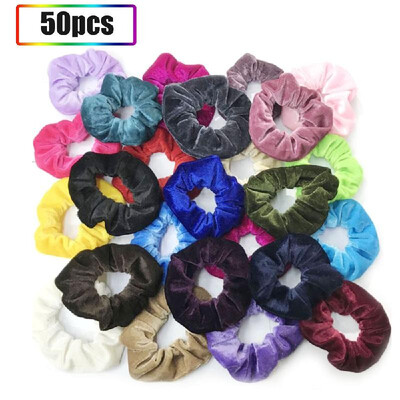 

50Pcs Flannelette Elastic Hair Band for Women Headband Velvet Stretchy Multi-color Rubber Bands Hair Accessories