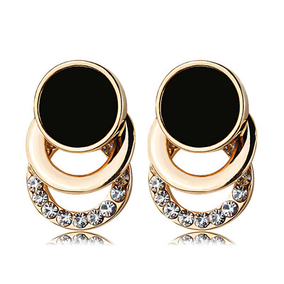 

EK113 Korean Temperament Crystal Hollow Three Layers Circles Stud Earrings For Women Elegant Bridal Fashion Jewelry Oorbellen