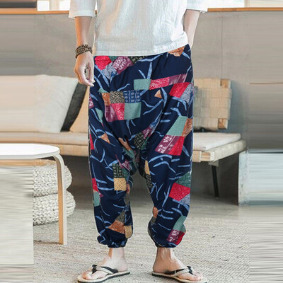 

Tailored Unisex Loose Drop Crotch Floral Yoga Joggers Aladdin Harem Trousers Pants