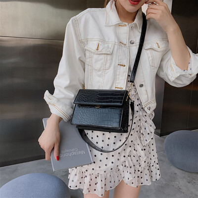 

Tailored Womens Retro Embossed Small SquareBag Wide Shoulder Strap Shoulder Messenger Bag