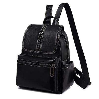 

Retro leather shoulder bag womens large capacity soft leather travel bag street shooting Korean small backpack fashion