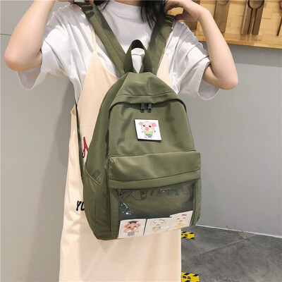 

Shoulder bag female Korean version of simple transparent high school small fresh bag ins Sen college backpack