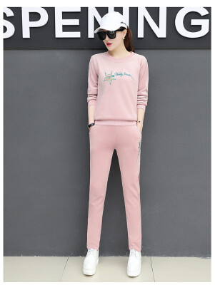 

The new Korean version of fall&winter 2018 is a two-piece fashionable casual round-collar sport suit for women