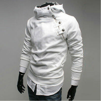 

Mens metal buckle padded jumpsuit casual shirt shirt sweater hooded jacket New