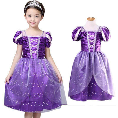 

Vintage Kids Girls Princess Costume Fairytale Aurora Rapunzel Lace Party Dress