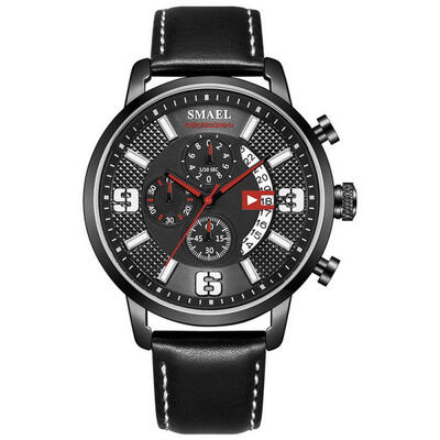 

SMAEL 9078 Fashion Quartz Wristwatch Casual Waterproof Watch With Leather Strap For Men