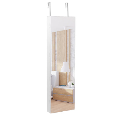 

Wall And Door Mounted Mirrored Jewelry Cabinet With Lights-White