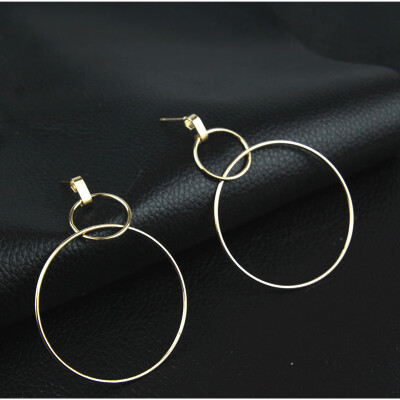 

New double large round drop earring fashion jewelry Statement Long Earrings women gift e0214