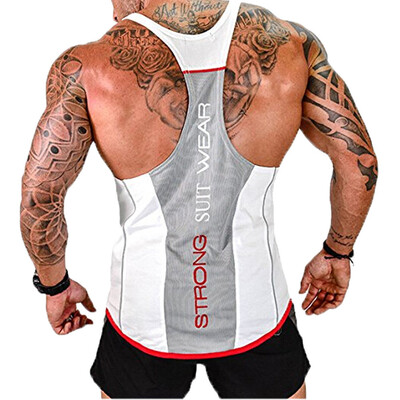 

HOTMens Bodybuilding Stringer Tank Top Y-Back Racerback Gym Workout Clothes