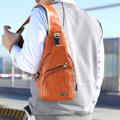 

Tailored Mens Diagonal Backpack Crocodile Pattern Sports Usb Chest Bag Outdoor Package