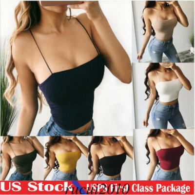 

Womens Summer Camis Tanks Tops Sleeveless Bustier Bandeau Bra Vest Crop Top