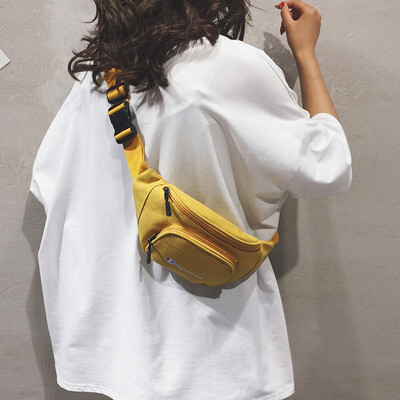 

Ins canvas small bag female 2019 new Korean casual letter girl chest bag wild sports mobile phone pocket