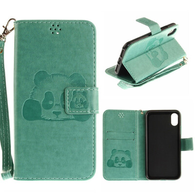 

MOONCASE Apple Iphone X Embossed Panda Lanyard Holster - Green