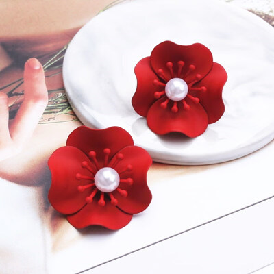 

2019 New Korean Style Spray Paint Big Flower Stud Earrings For Women Fashion Summer Elegant Sweet Jewelry Accessories Brincos