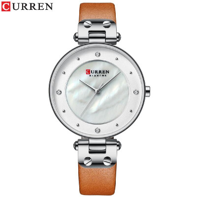 

Curren Woman Watches Waterproof Alloy Case Leather Band Quartz Watch Fashion Exquisite Wristwatch