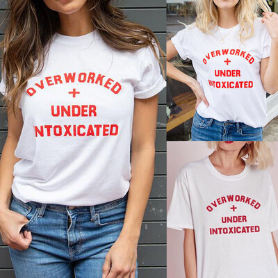 

Nomeni Fashion Women Solid Casual O-Neck Short Sleeve Letter Printed Tops Tee