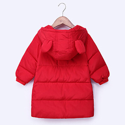 

Baby Girls Boys Kid Solid Hooded Down Jacket Winter Warm Parka Outwear Long Coat