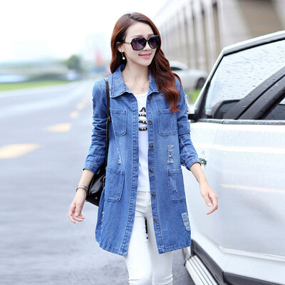 

Autumn Womens Casual Oversize Long-Sleeve Denim Cardigan Overcoat Outerwear AU