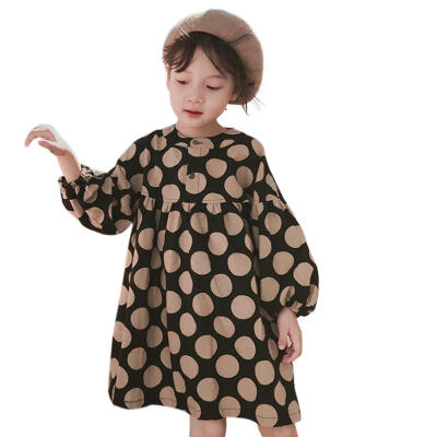 

Children Kids Girls Spring Summer Long Sleeve Loose Dot Printed Dress Cloth