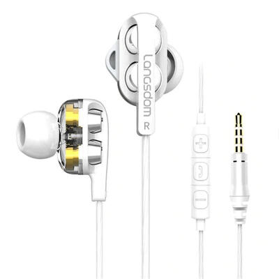 

Langsdom D4C Dual Driver Earphone With Mic 35mm In-ear Gaming Headset Stereo Hifi Earbuds For Phones