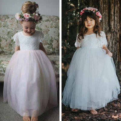 

UK Kid Baby Flower Girl Party Birthday Dress Wedding Bridesmaid Dresses Princess