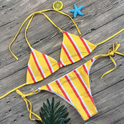 

Roseonmyhand Women 2 Piece Striped Printed Tops Bottoms Bikini Set Swimsuits Swimwear