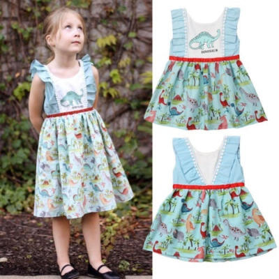 

Tassels Toddler Kids Baby Girls Princess Dinosaur Backless Dress