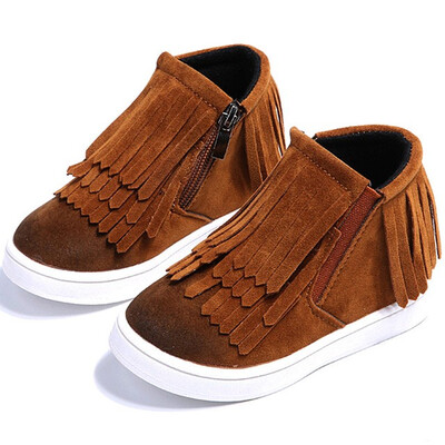 

Fringe Girls Boots Fur Thick Warm Childrens Shoes 2018 New Shoes For Boys Top Quality Baby Cotton Zip Kids Snow Boots Winter