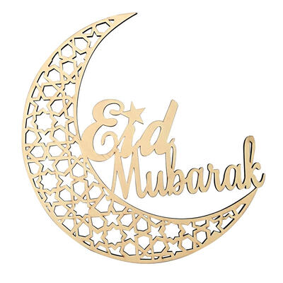 

Wood Muslim Eid Mubarak Moon Hang Ornament Ramadan Festival Party Pendant