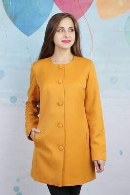 

Small round neck buttoned windbreaker coat jacket
