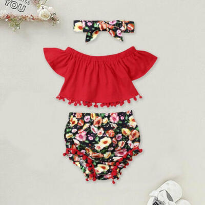 

UK Newborn Kid Baby Girl Floral Fly-Sleeve Top T-shirt Shorts Summer Clothes Set