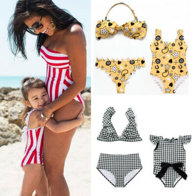 

US New Women Baby Gril Family Matching Monokini Bikini Set Swimsuit Swimwear Lot