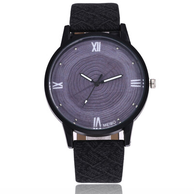 

New personality annual ring wood grain mens&womens watch rivets