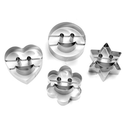 

Smiley Cookie Mold 4 Piece Set Stainless Steel Baking Mold Smiley Heart Shaped Cookie Mold