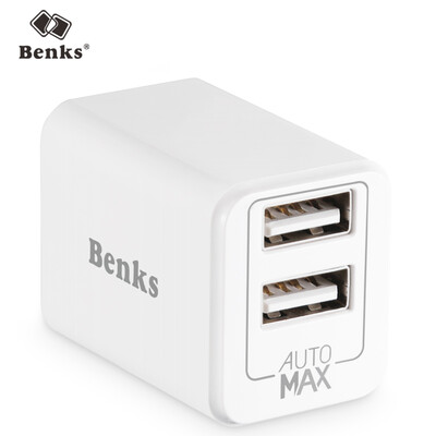 

Benks mobile phone tablet charging head charger mobile power charger USB power adapter dual port charging plug foldable white