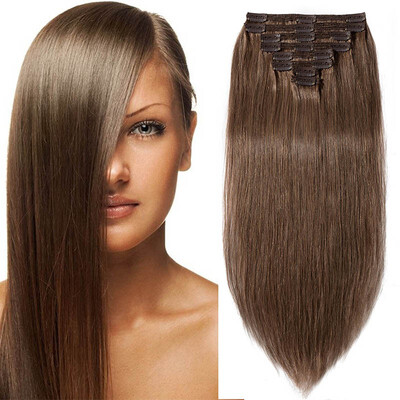 

100 Remy Human Hair Real Thick Women Girls Long Straight Full Head Hair Extension Clip In Hair Extension