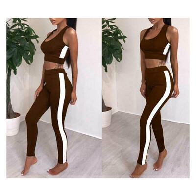 

New Women Sport Gym Yoga 2Pcs Vest Bra Sports Legging Pants Outfit Wear Set
