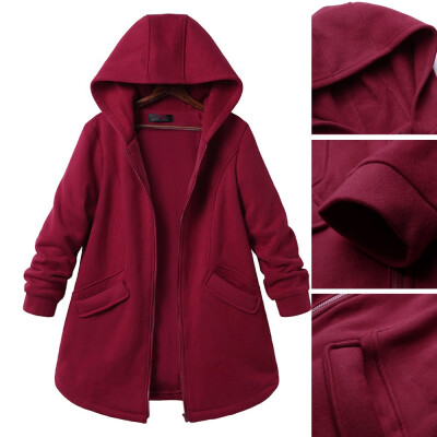 

Starmoon Womens Plus Size Long Sleeve Casual Pure Color Hooded Pockets Coats Outweat