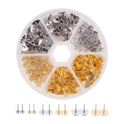 

PH PANDAHALL 300 pcs Golden & Stainless Steel 304 Stainless Steel Ear Stud Components