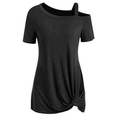 

Knotted Skew Neck Short Sleeve Tee