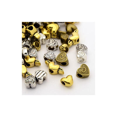 

Tibetan Style Alloy European Heart Beads Large Hole Beads Mixed Color 9105x7511x758mm Hole 5mm