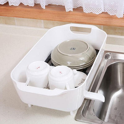 

Greensen Multi-Function Drain Rack Kitchen Washing Drain Rack Fruit Strainer Rack White Gray