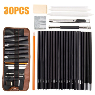 

30pcs Sketch Charcoal Pencil Eraser Set Art Craft with Pouch for Drawing Sketching