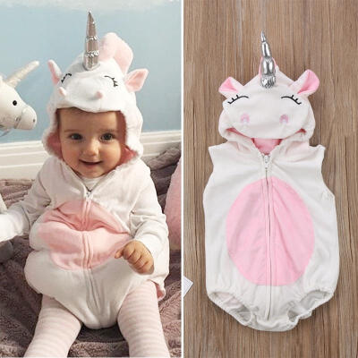 

Toddler Newborn Unicorn Baby Girls Fleece Romper Jumpsuit Jumper Outfits Costume